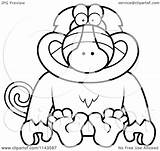 Baboon Monkey Cartoon Sitting Clipart Thoman Cory Outlined Coloring Vector Royalty Collc0121 Protected Clipartof sketch template