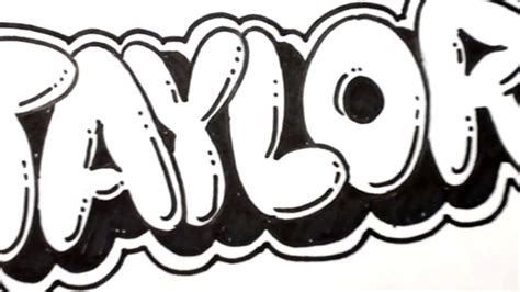 draw bubble letters taylor  graffiti  art mat youtube