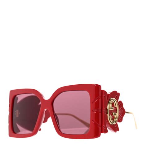 gucci acetate square frame wing sunglasses gg0535s red 1116467
