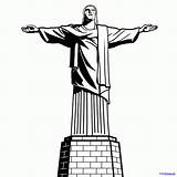 Christ Redeemer Cristo Redentor Brazil Janeiro Corcovado Estatua Redempteur Tatto Religioso Realista Vinilo Dragoart Elevado sketch template