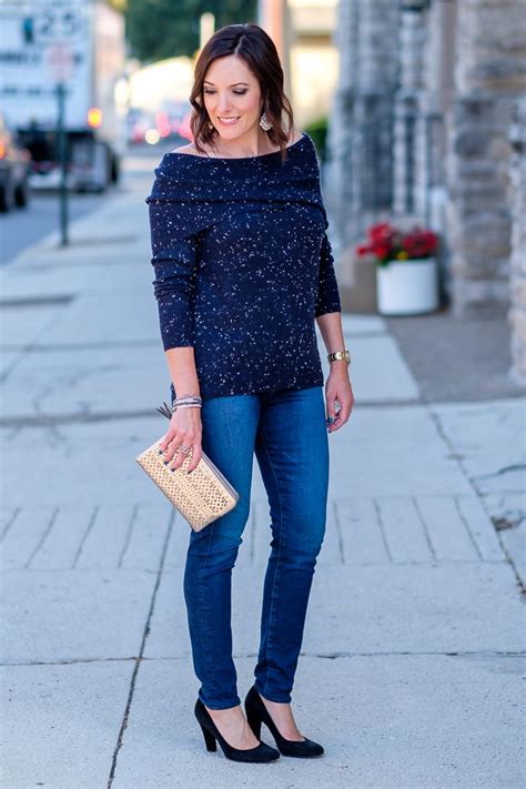 off the shoulder sweater outfit