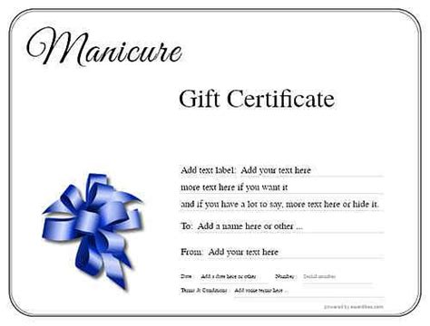 printable manicure gift certificate template printable templates