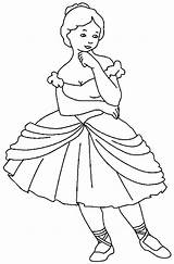 Standing Coloring Pages Girl Ballerina Ballet Girls Drawing sketch template