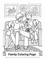 Coloring Room Living Family Happy Sheet Kids Fun sketch template