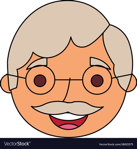 Face Old Man Profile Avatar Of The Grandfather Vector Image