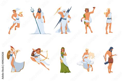 greek gods  goddesses set athena hermes venus poseidon zeus