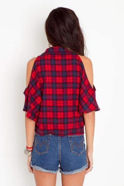 nasty gal cut up flannel shirt in red lyst