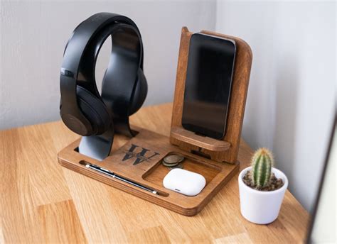 handmade headphone stand holds  headphones  phone giving   space