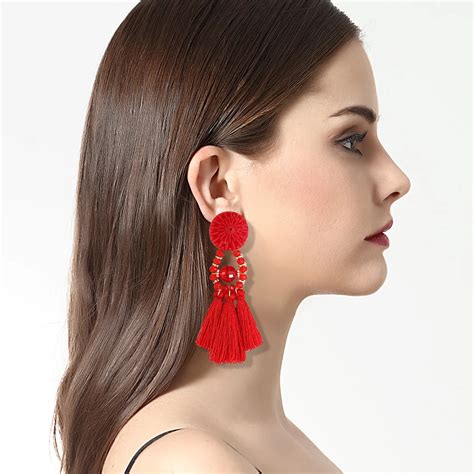 legenstar bead long earrings hanging drops tassels earring  women ethnic statement dangle