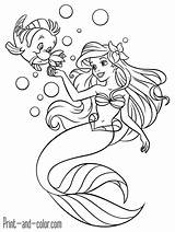 Ariel Mermaid Coloring Little Pages Print sketch template