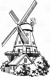 Windmill Clipart Line Dutch Cartoon Drawing Mill Vector Wind Buildings Houses Homes Charge Drawings Vinyl Clip Decals Customize Sticker Paintingvalley sketch template