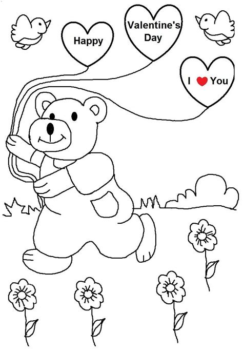 valentine day coloring printable page  kids