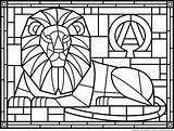 Coloring Stained Glass Pages Window Medieval Kids Colouring Printable Adults Glasses Easter Patterns Church Christmas Lion Windows Tiffany Print Color sketch template