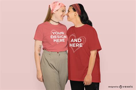 girl couple valentines day t shirt mockup psd editable template