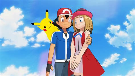 ash ketchum and serena are together with pikachu by 9029561 on deviantart
