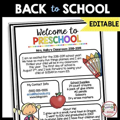 welcome to preschool editable newsletter back to school meet the teacher open house