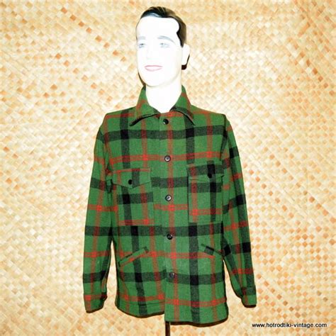 1960 s vintage mens pendleton green and red check coat hrtv