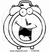Clock Clipart Alarm Smiling Cartoon Happy Coloring Character Cory Thoman Outlined Vector sketch template