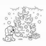 Hond Kerst Kleurplaat sketch template
