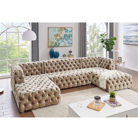 american style sofa velvet fabric button tufted  shaped sectional sofa china modern sectional