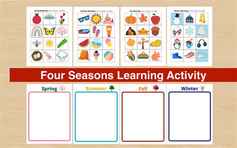 seasons learning activity printable matching game memory game