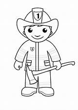 Fireman Coloring Axe Ready Pages Community Helpers Kids Cartoon Color sketch template