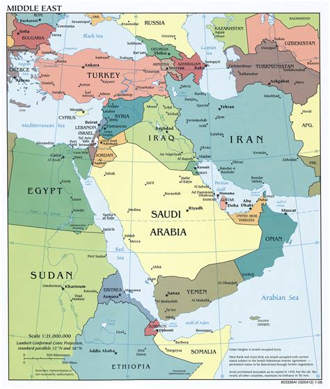 mapa politico del oriente medio  tamano completo