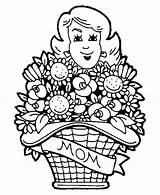 Coloring Pages Mothers Flowers Basket Print Utilising Button Grab Easy Also Size sketch template