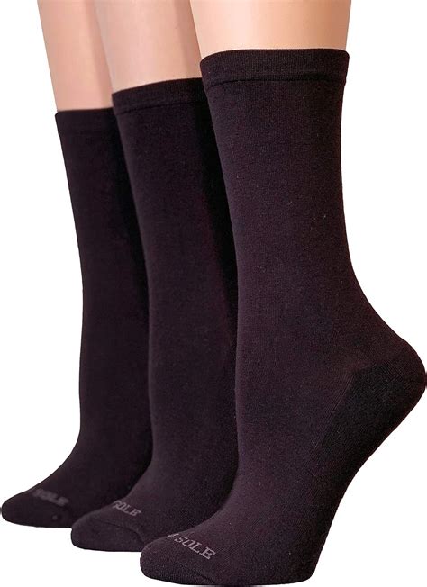 legale women s pillow sole crew socks 3 pair pack black black black clothing