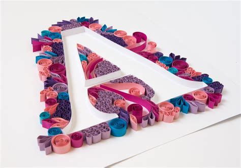 quilled letter monogram initial typography quilling paper art framed
