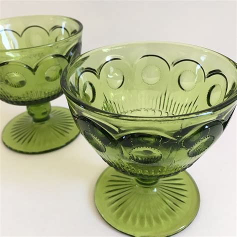 vintage glassware green glass  glassware green etsy