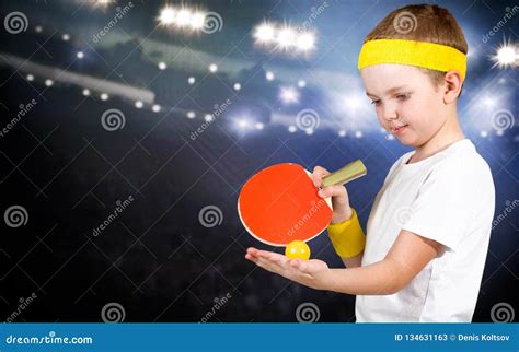 portrait   child boy playing ping pong stock image image  competitive champion