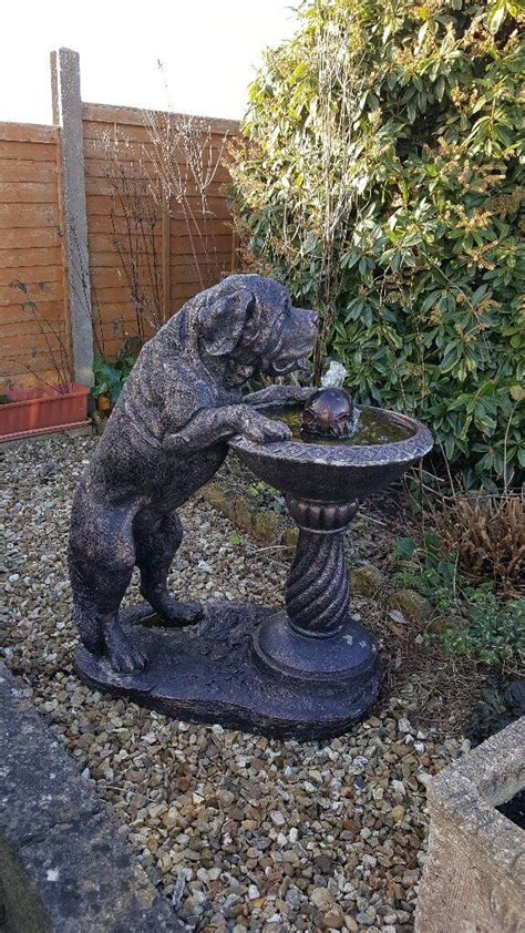 garden water feature st bernard standing drinking water  fountain bronze eff complete