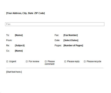 printable fax cover sheet templates  ms word