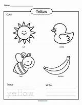 Yellow Preschool Color Kindergarten Colors Printable Activities Worksheets Trace Coloring Pages Learning Printables Theme Letter Worksheet Colouring Preschoolers Kinder Pre sketch template