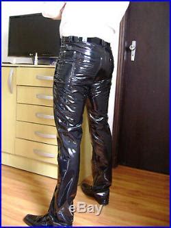 men boys  genuine lambskin patent leather pant  straiht jeans style mens leather pants