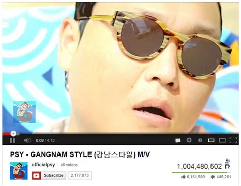 Psy Oppa Gangnam Style Mv Reaches 1 Billion Views On