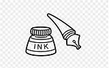 Quill Pen Inkwell sketch template