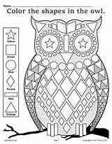 Shapes Arbeitsblatt Eule Vorschule Owls Advent Vorschulideen Malvorlagen sketch template