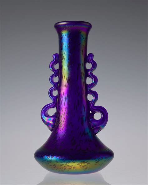 Iridescent Hand Blown Art Glass Vase Loetz Style Hand Blown Art Nouveau