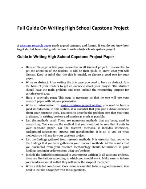 high school capstone project  writing guide  capstonepaper issuu