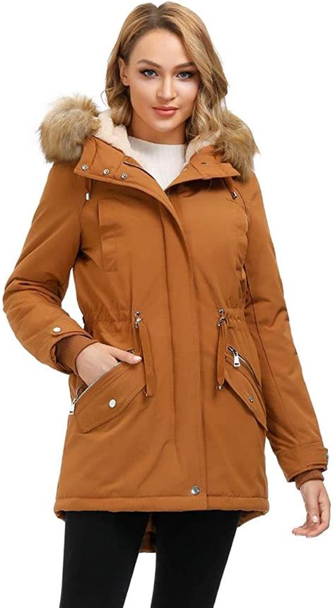 royal matrix womens warm winter parka coat hooded sherpa lined winter jacket  zip pockets
