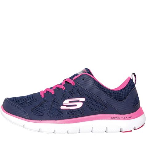 buy skechers womens flex appeal  simplistic trainers navyhot pink