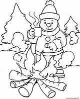 Winter Coloring Fire Pages Warming Printable Color sketch template