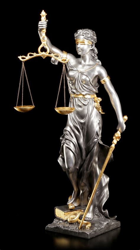 large justitia figurine goddess  justice silver gold ancient