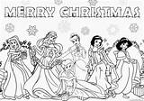 Disney Coloring Printable Christmas Princess Pages Bubakids Princesses sketch template