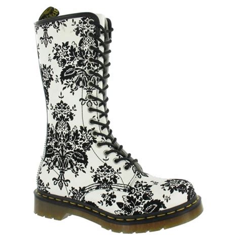 dr martens  womens leather boots white black mid calf boots  scorpio shoes uk