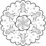 Mandala Coloring Pages Winter Library Clipart Christmas sketch template