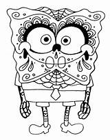 Skull Coloring Pages Kids Printable Sponge Bob sketch template