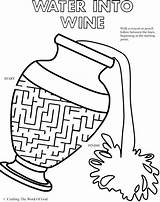 Wine Water Into Jesus Turns Coloring Bible Kids Sunday School Pages Crafts Activity Sheet Activities Puzzle Stories Children Sheets Story sketch template